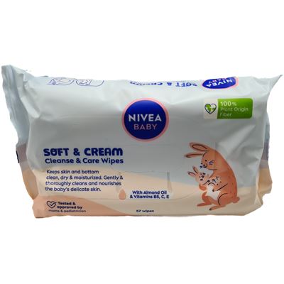 Nivea Baby Čistiace a ošetrujúce obrúsky Soft & Cream.                          