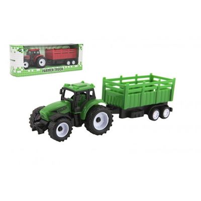 Traktor s vlekom plast 21cm na voľný chod 23x9x6cm                              